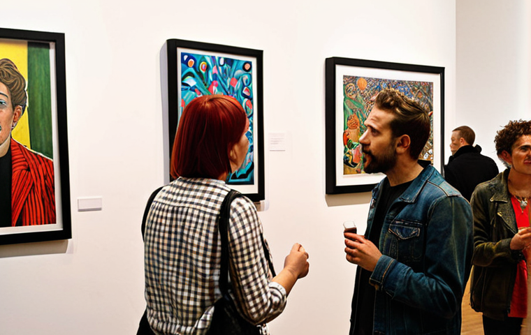 **Prompt:** A vibrant vernissage scene in a Berlin-Kreuzberg art gallery. Artists and attendees mingle, surrounded by modern art. Focus on the creative atmosphere and the sense of community.