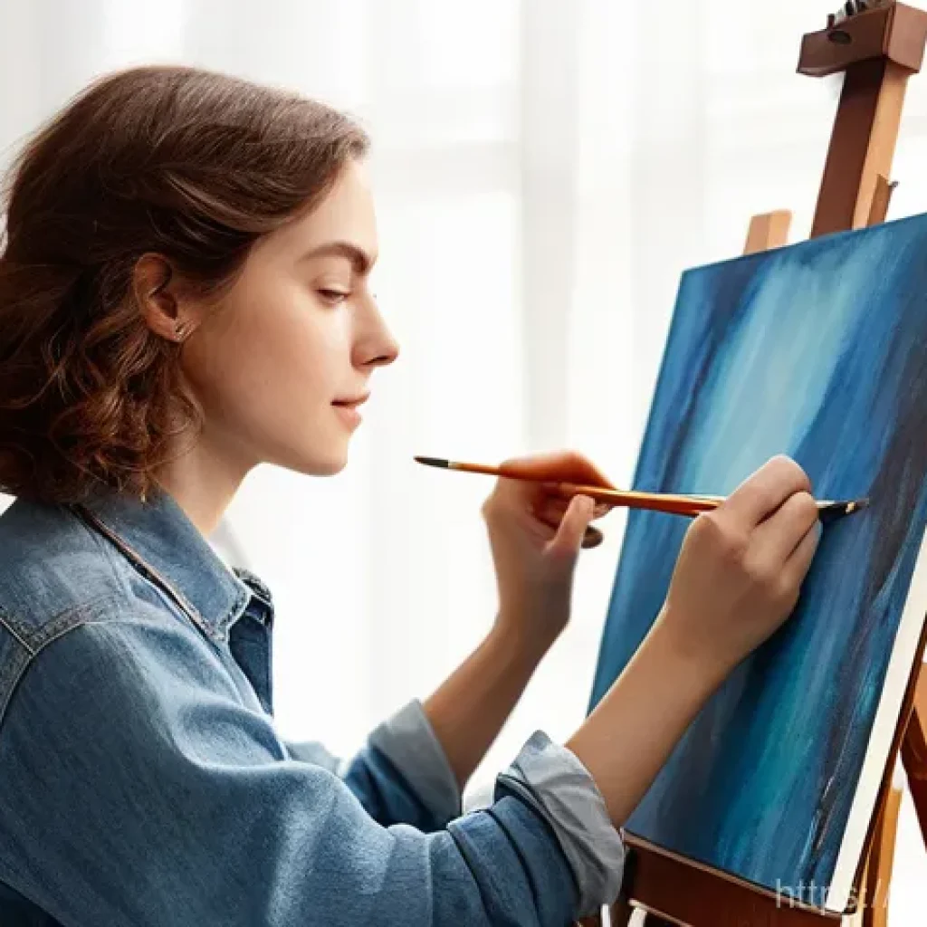 창작자 레지던시 참여 후기 남기는 노하우 - **Prompt 1: Focused Creative Flow in a Bright Studio**
    A female artist, mid-20s, with short, cur...