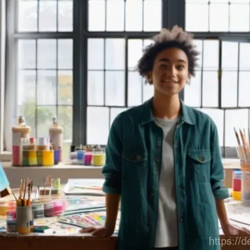 Home 27 창작자 레지던시 신청 후 대기 기간 활용하기 - **Prompt:** A young, gender-neutral artist, dressed in comfortable yet modest everyday wear, stands ...